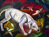 Franz Marc Canvas Paintings - Hund Fuchs und Katze